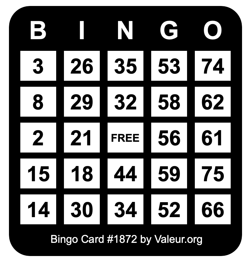 Bingo Card #1872
