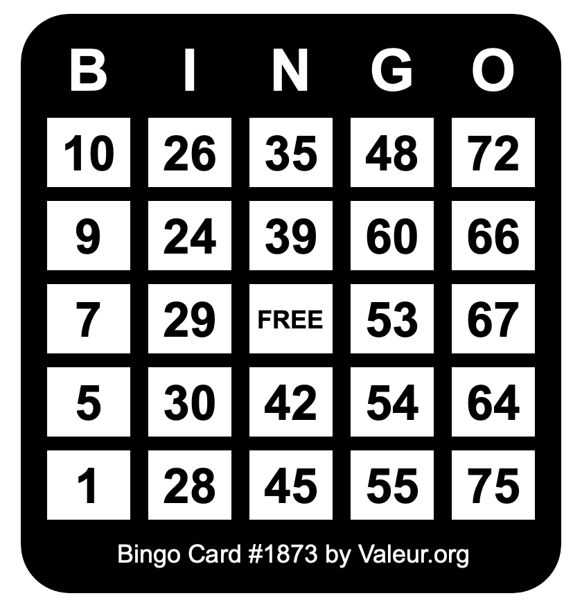 Bingo Card #1873