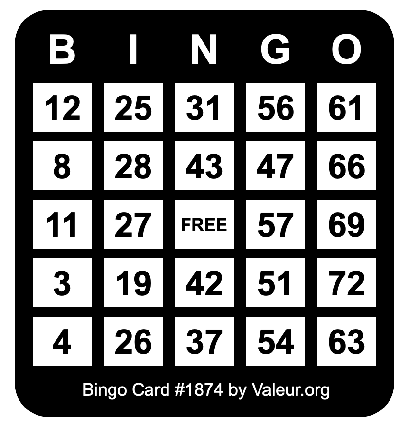 Bingo Card #1874