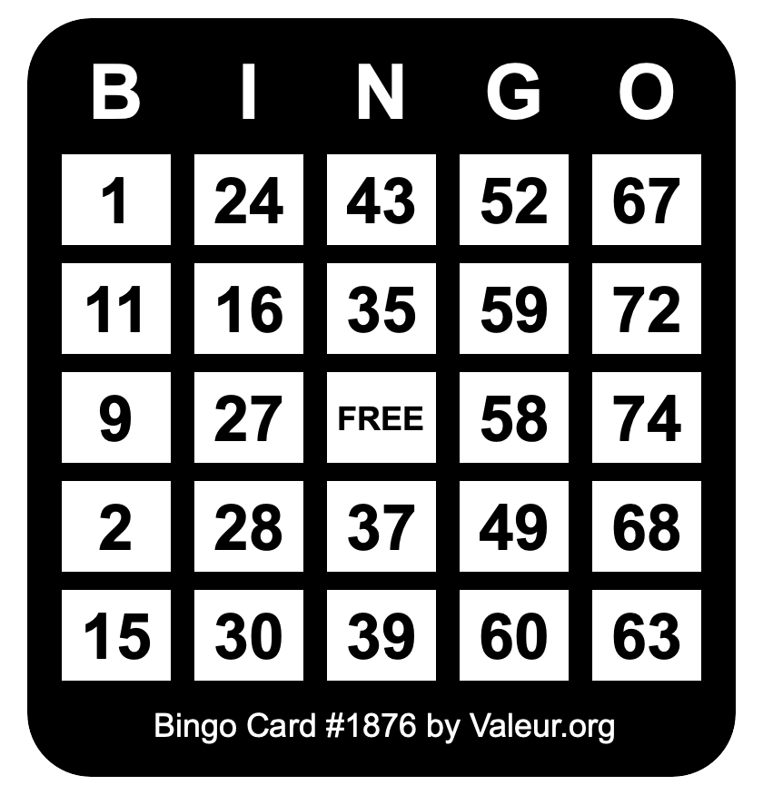 Bingo Card #1876