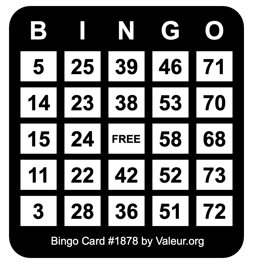 Bingo Card #1878