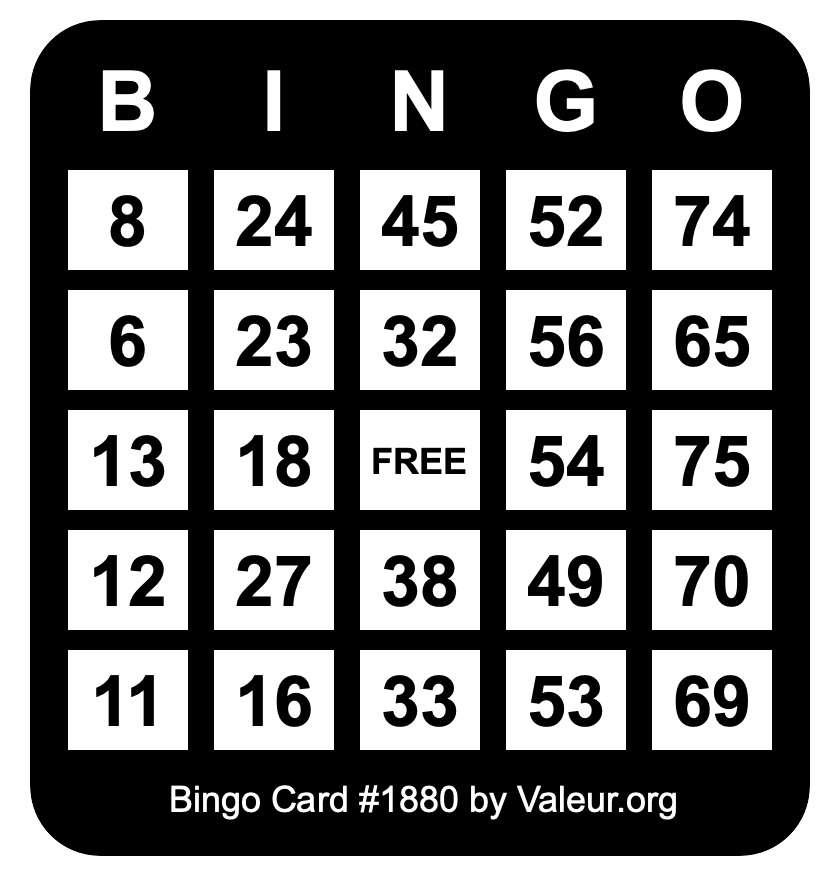 Bingo Card #1880
