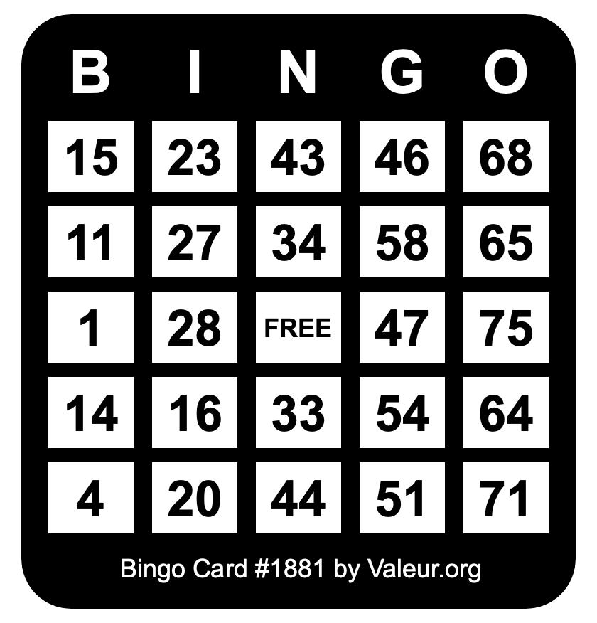 Bingo Card #1881
