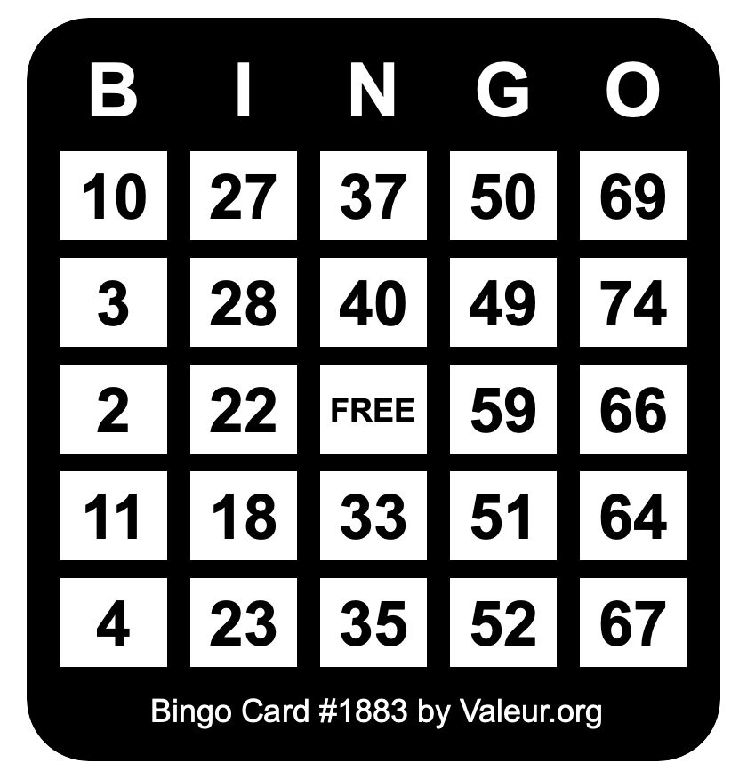 Bingo Card #1883