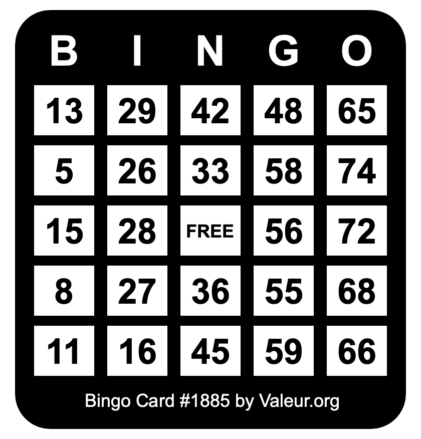 Bingo Card #1885