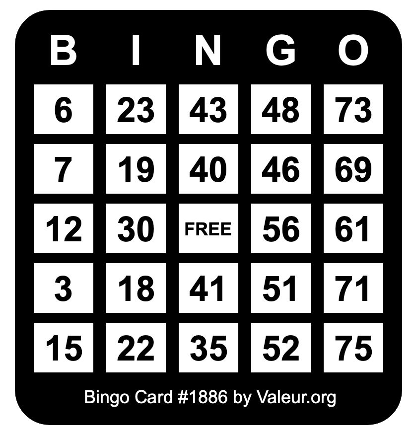 Bingo Card #1886