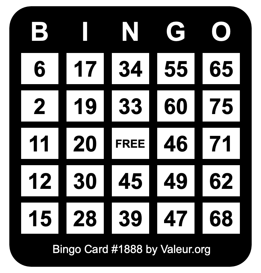 Bingo Card #1888