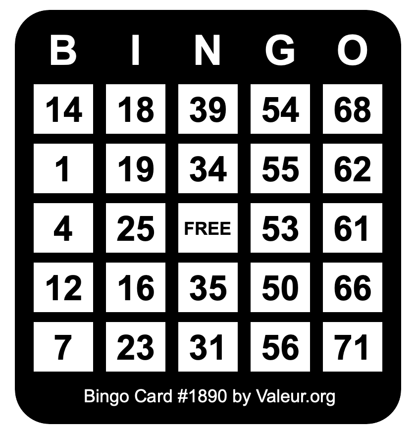 Bingo Card #1890