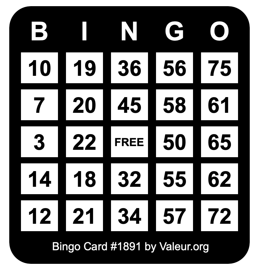 Bingo Card #1891