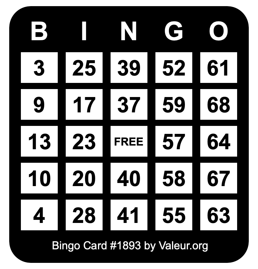 Bingo Card #1893