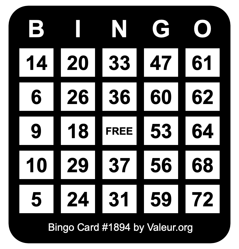 Bingo Card #1894
