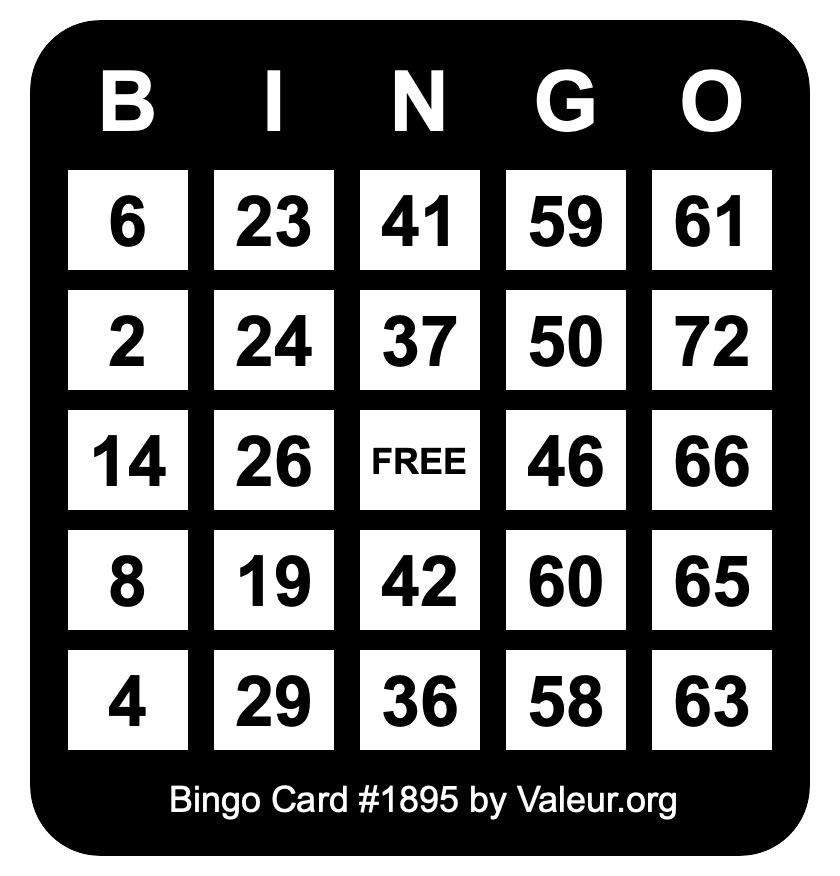 Bingo Card #1895