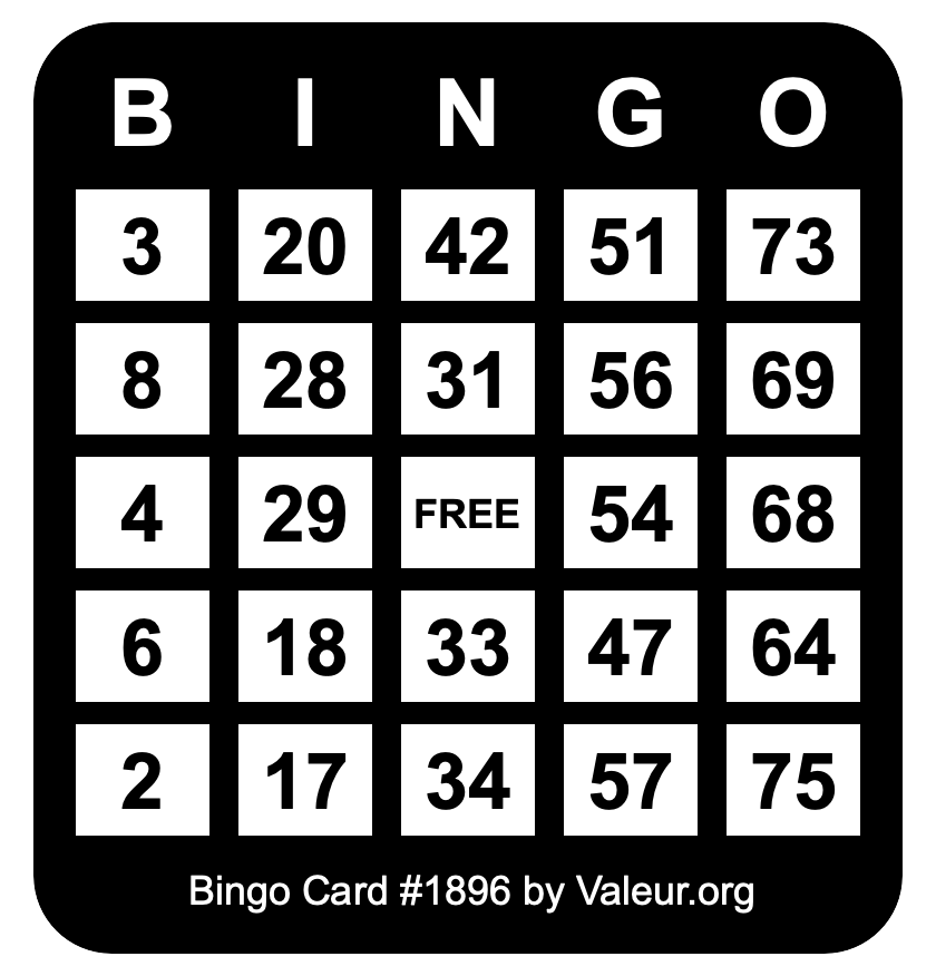 Bingo Card #1896