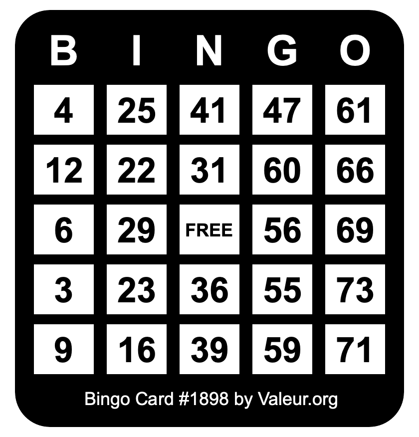 Bingo Card #1898