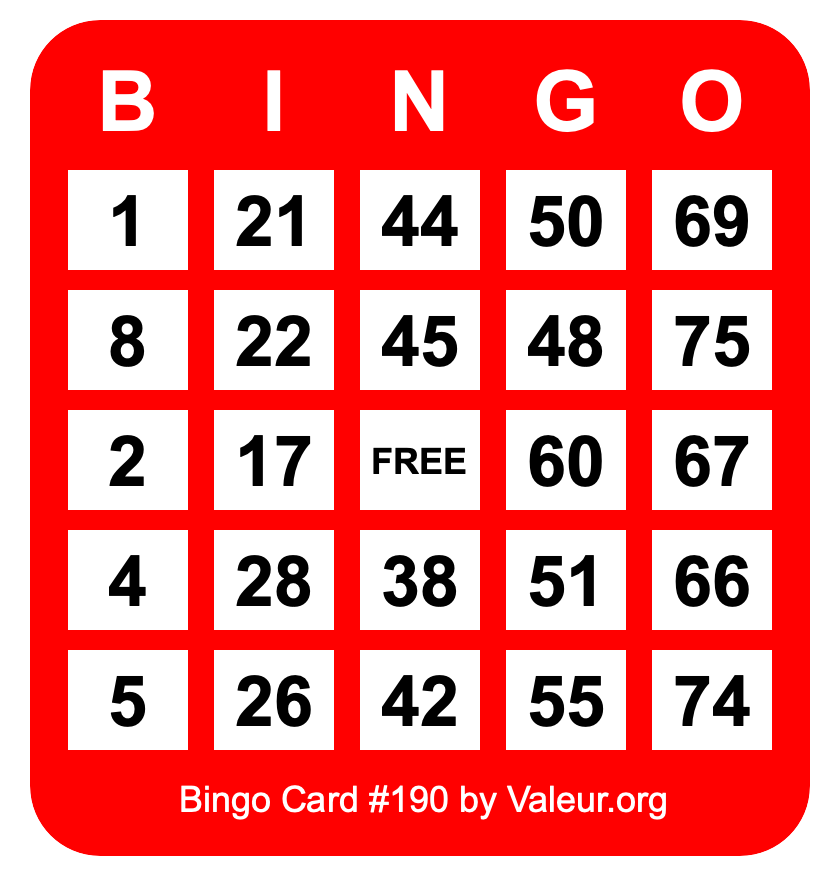 Bingo Card #190