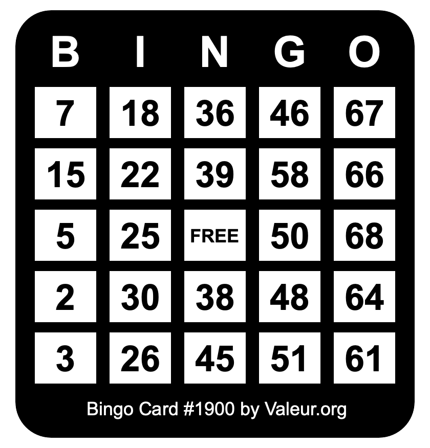 Bingo Card #1900