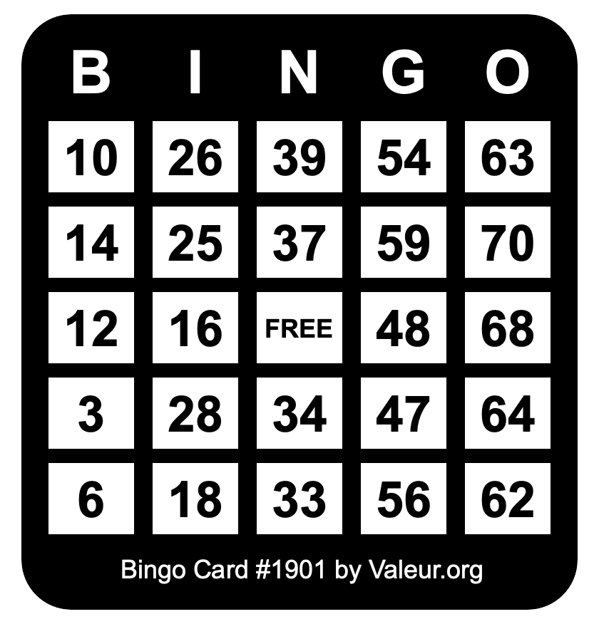 Bingo Card #1901