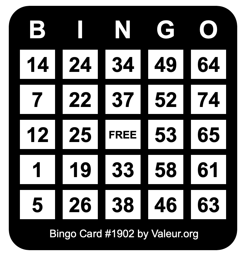 Bingo Card #1902