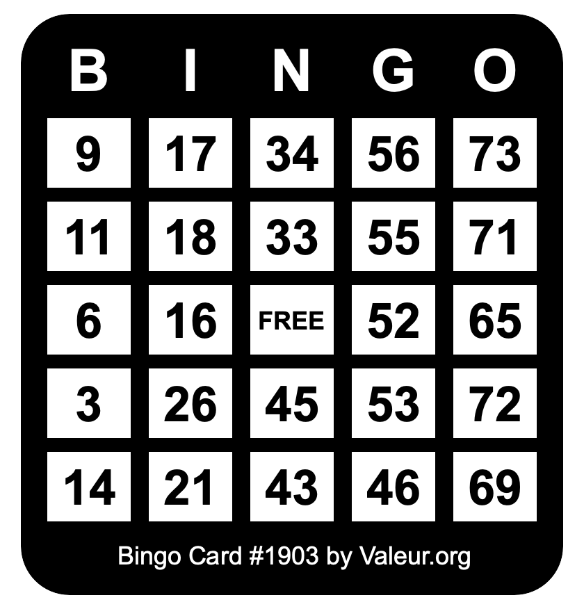 Bingo Card #1903
