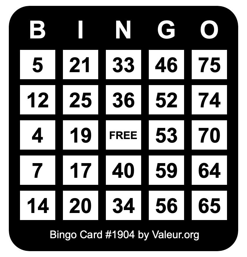 Bingo Card #1904