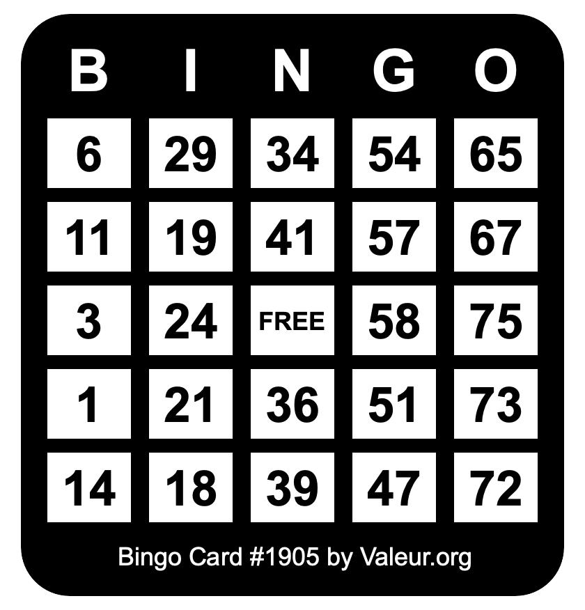 Bingo Card #1905