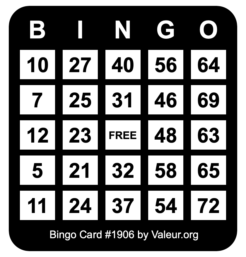 Bingo Card #1906