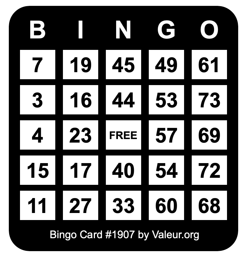 Bingo Card #1907