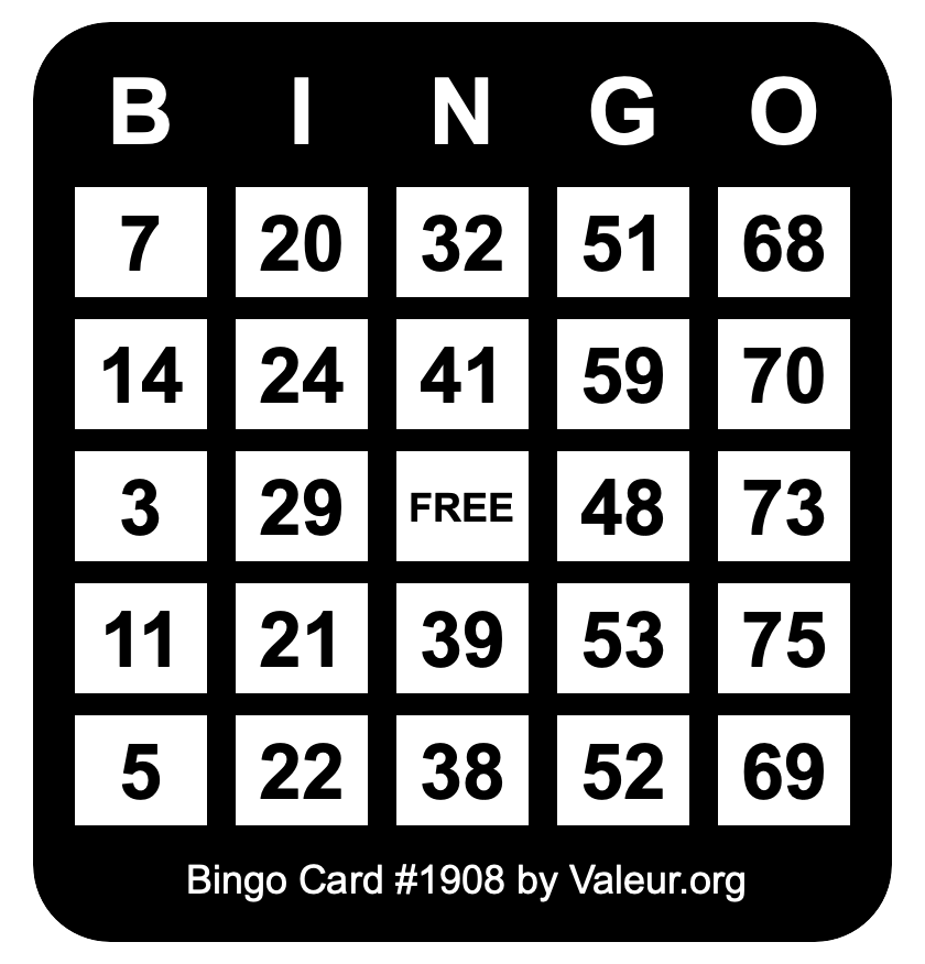 Bingo Card #1908
