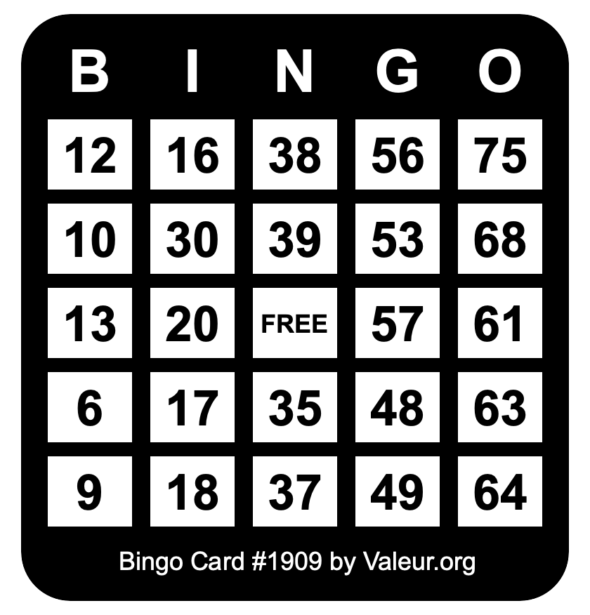 Bingo Card #1909