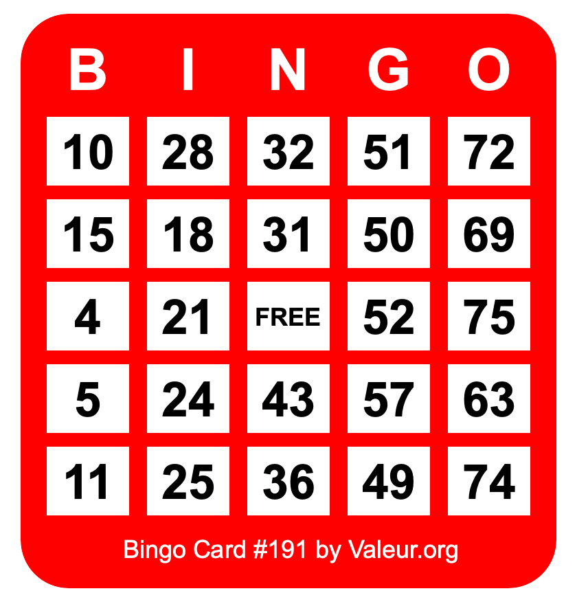 Bingo Card #191