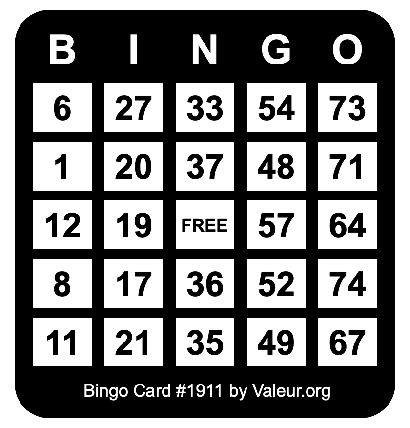 Bingo Card #1911