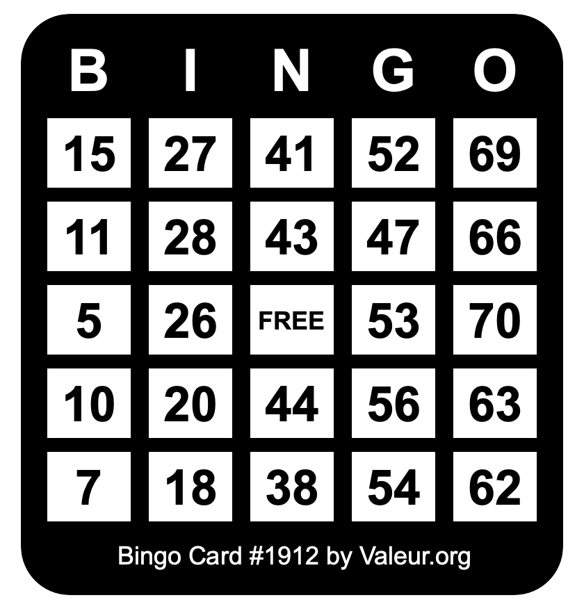 Bingo Card #1912