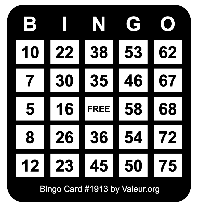 Bingo Card #1913