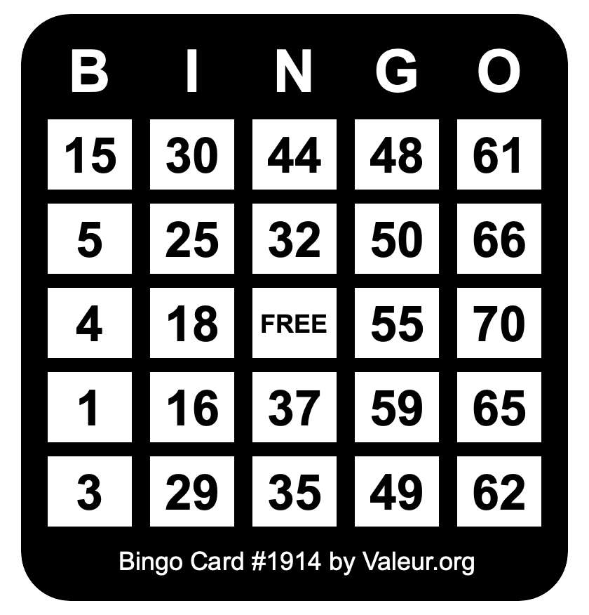 Bingo Card #1914