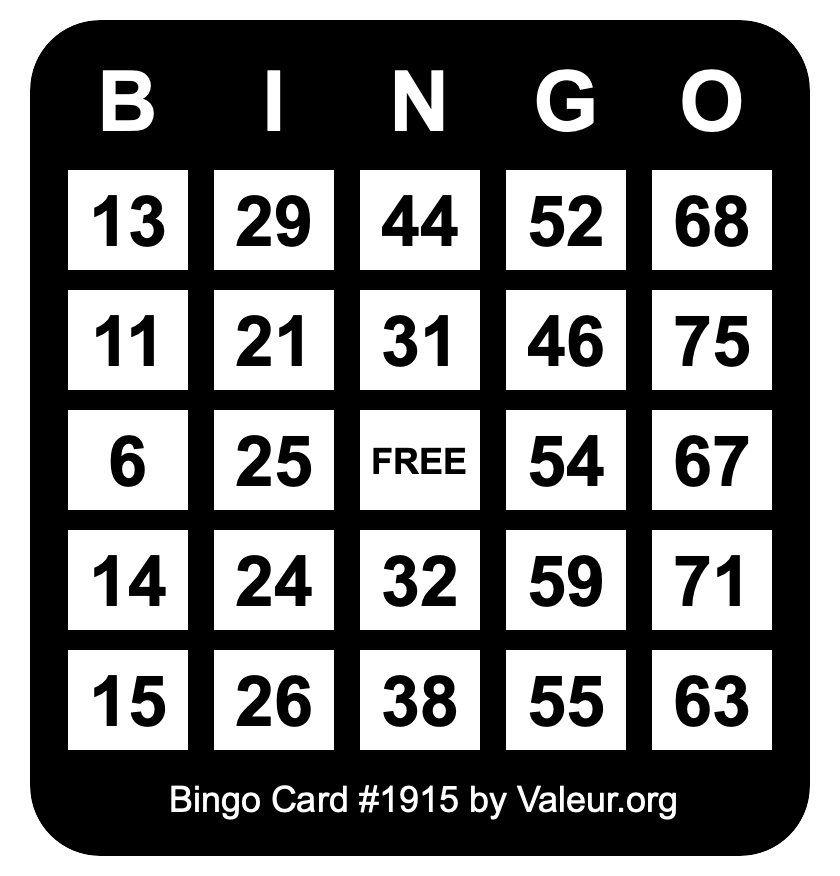 Bingo Card #1915