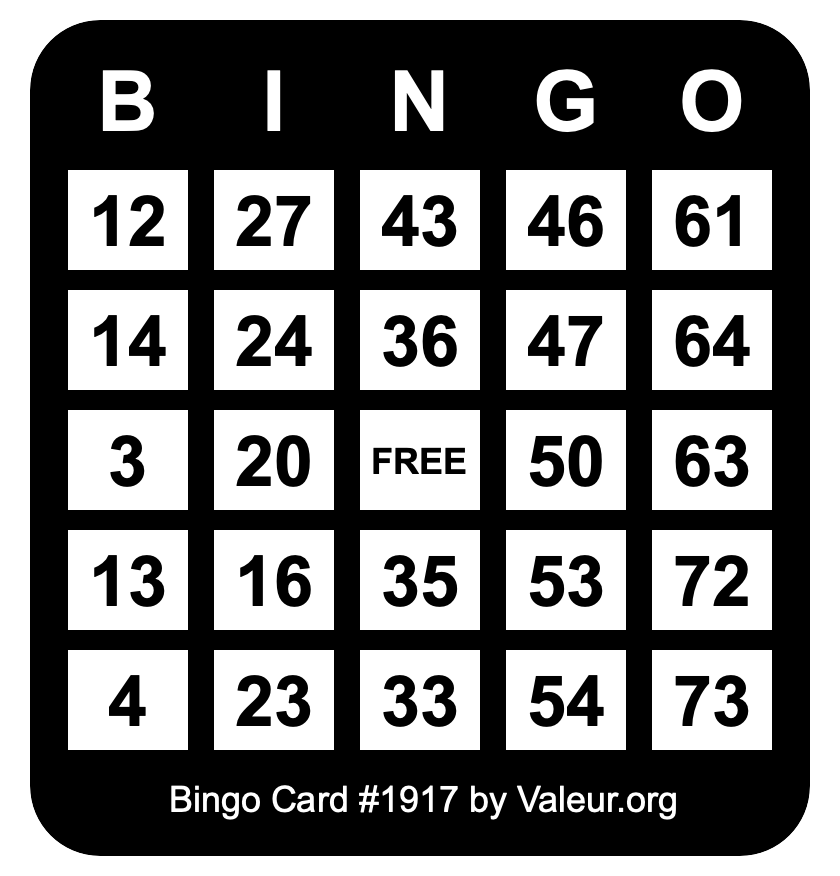 Bingo Card #1917