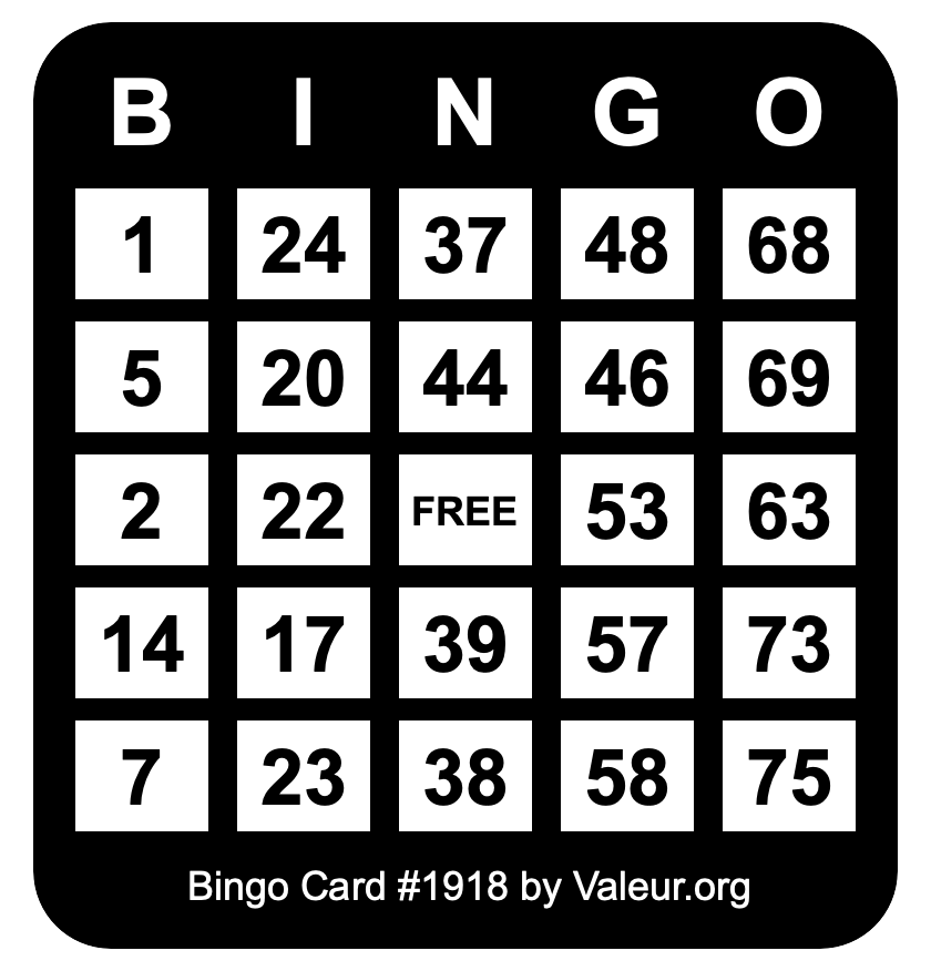 Bingo Card #1918