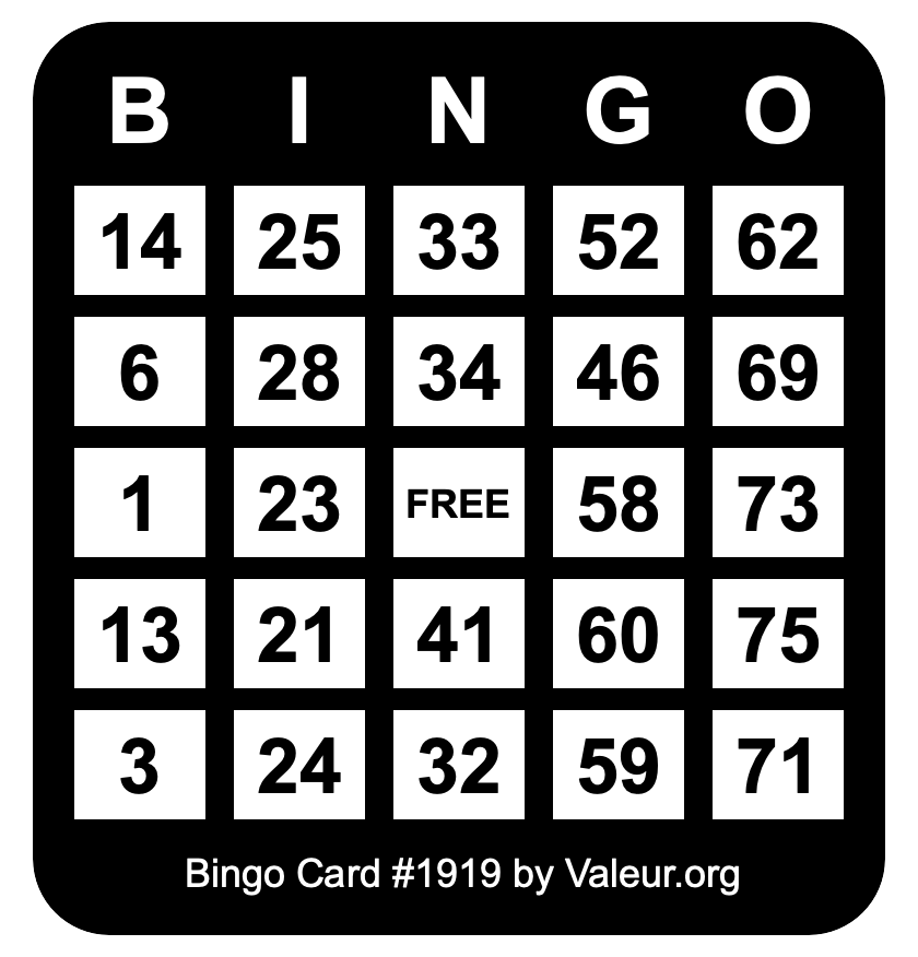 Bingo Card #1919