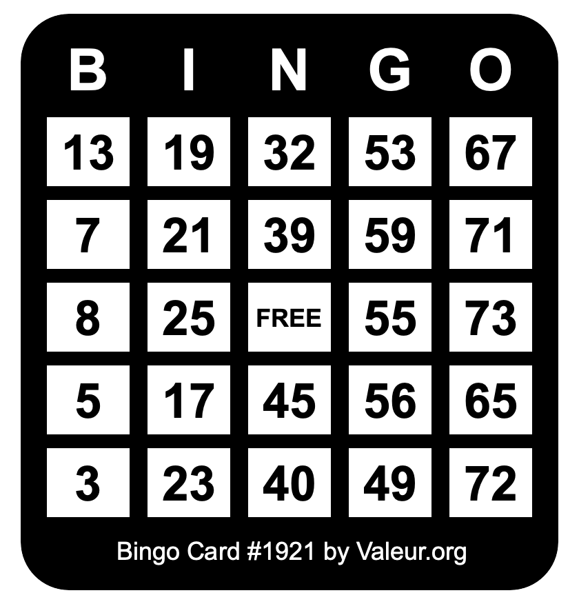 Bingo Card #1921