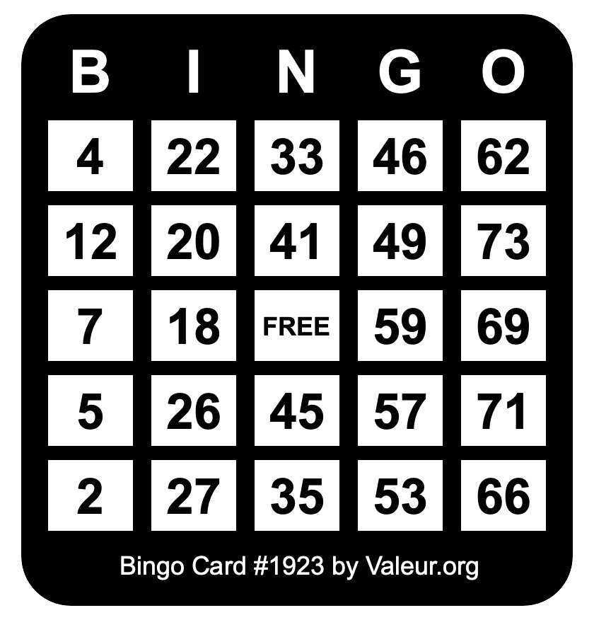 Bingo Card #1923