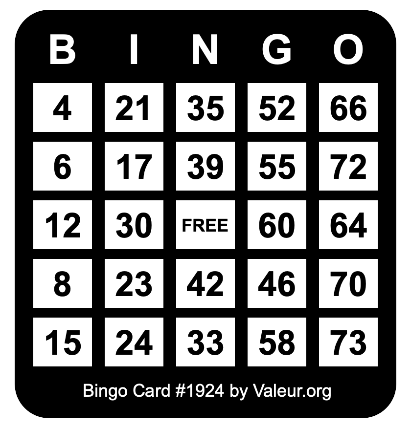 Bingo Card #1924