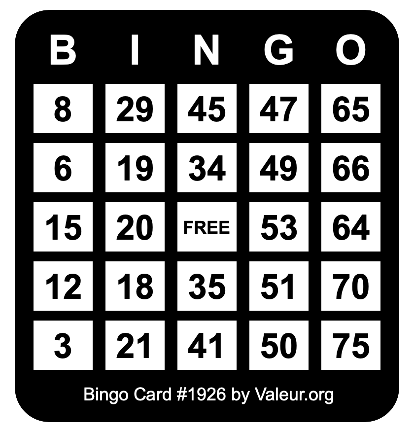 Bingo Card #1926