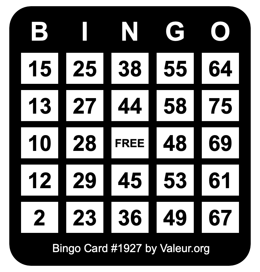 Bingo Card #1927