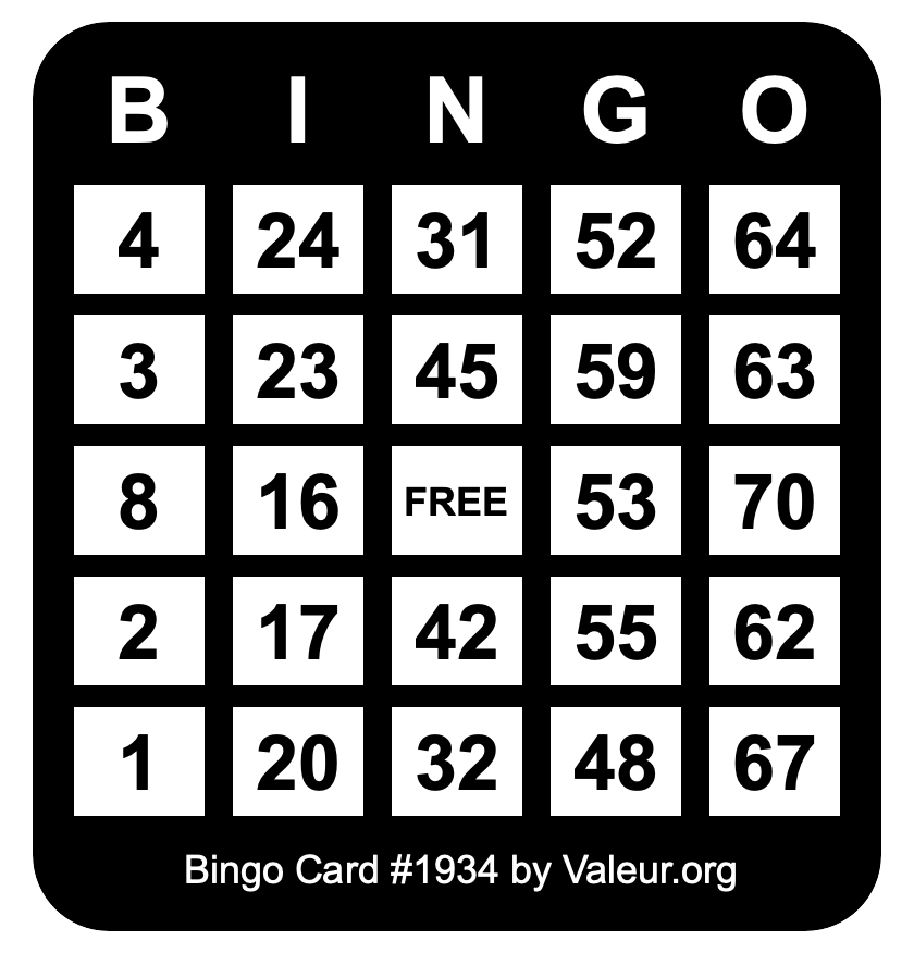 Bingo Card #1934