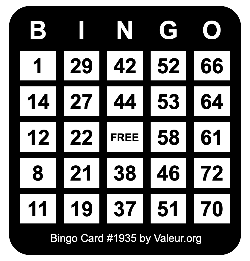 Bingo Card #1935