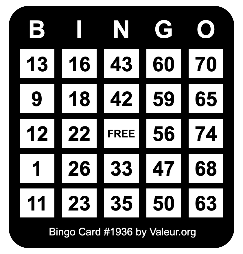 Bingo Card #1936