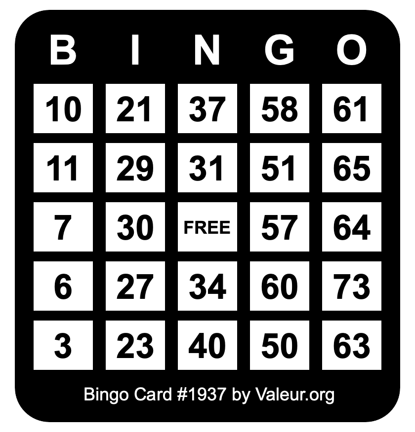 Bingo Card #1937