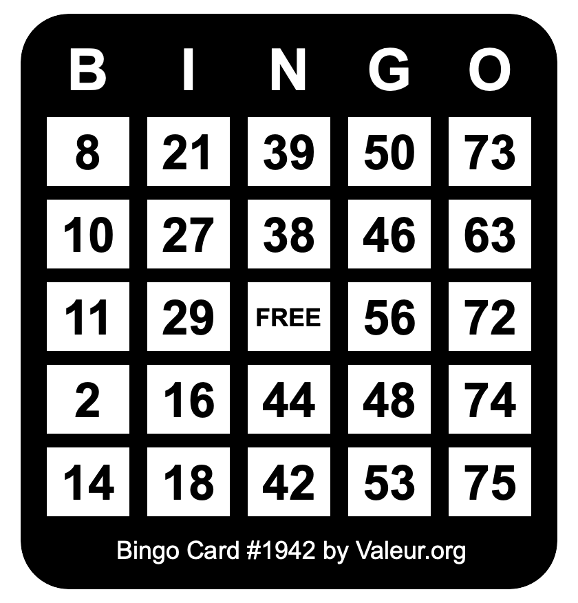 Bingo Card #1942