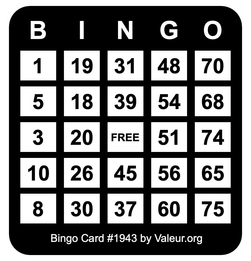 Bingo Card #1943