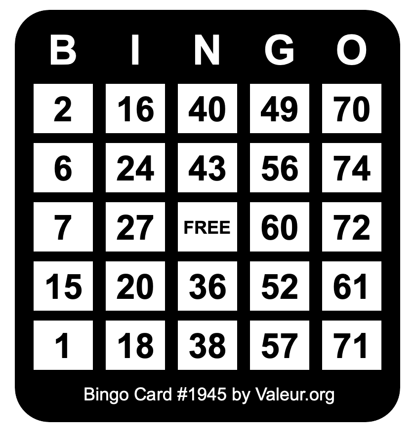 Bingo Card #1945